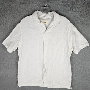 Folk Shirt Men's Medium Lightweight Stretch Short Sleeve Collared Button-Up